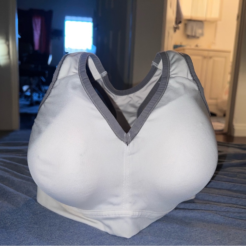Natori White and Gray High Support Sports Bra